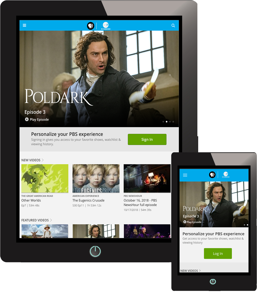 Photo of PBS App on Desktop, Tablet, and Smart phone 