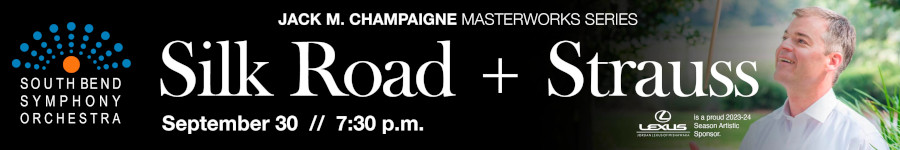 Silk Road + Strauss. South Bend Symphony Orchestra Banner. September 30 at 7:39pm