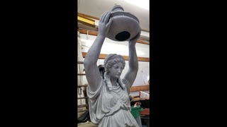 Various photos of the restoration of the fountain
