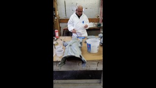 Various photos of the restoration of the fountain