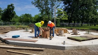 Various photos of the restoration of the fountain