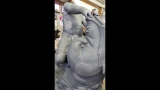 Various photos of the restoration of the fountain